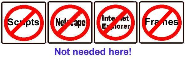 You don't need frames, scripts, Netscape, or Internet Explorer! Works fine with Opera.